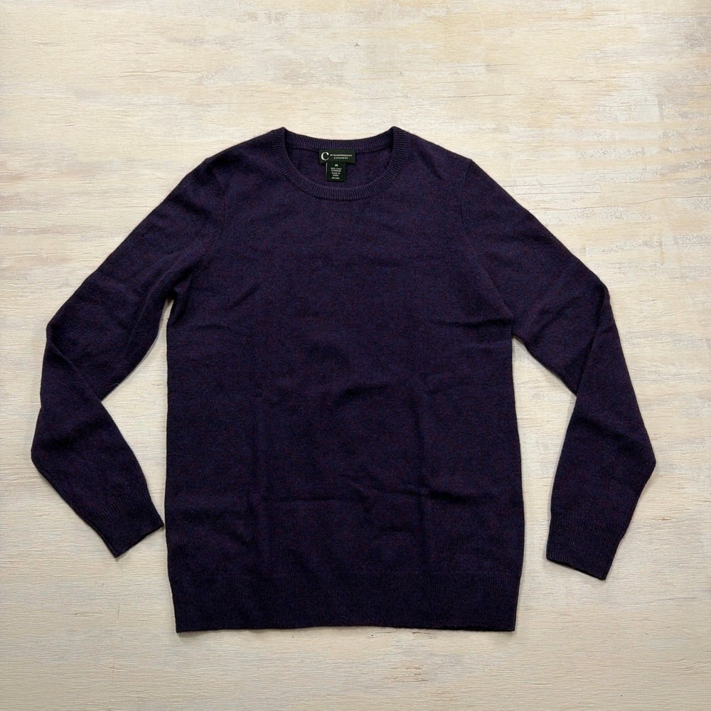C by Bloomingdale's Sweater Cashmere Crewneck M Long Sleeve Purple Womens